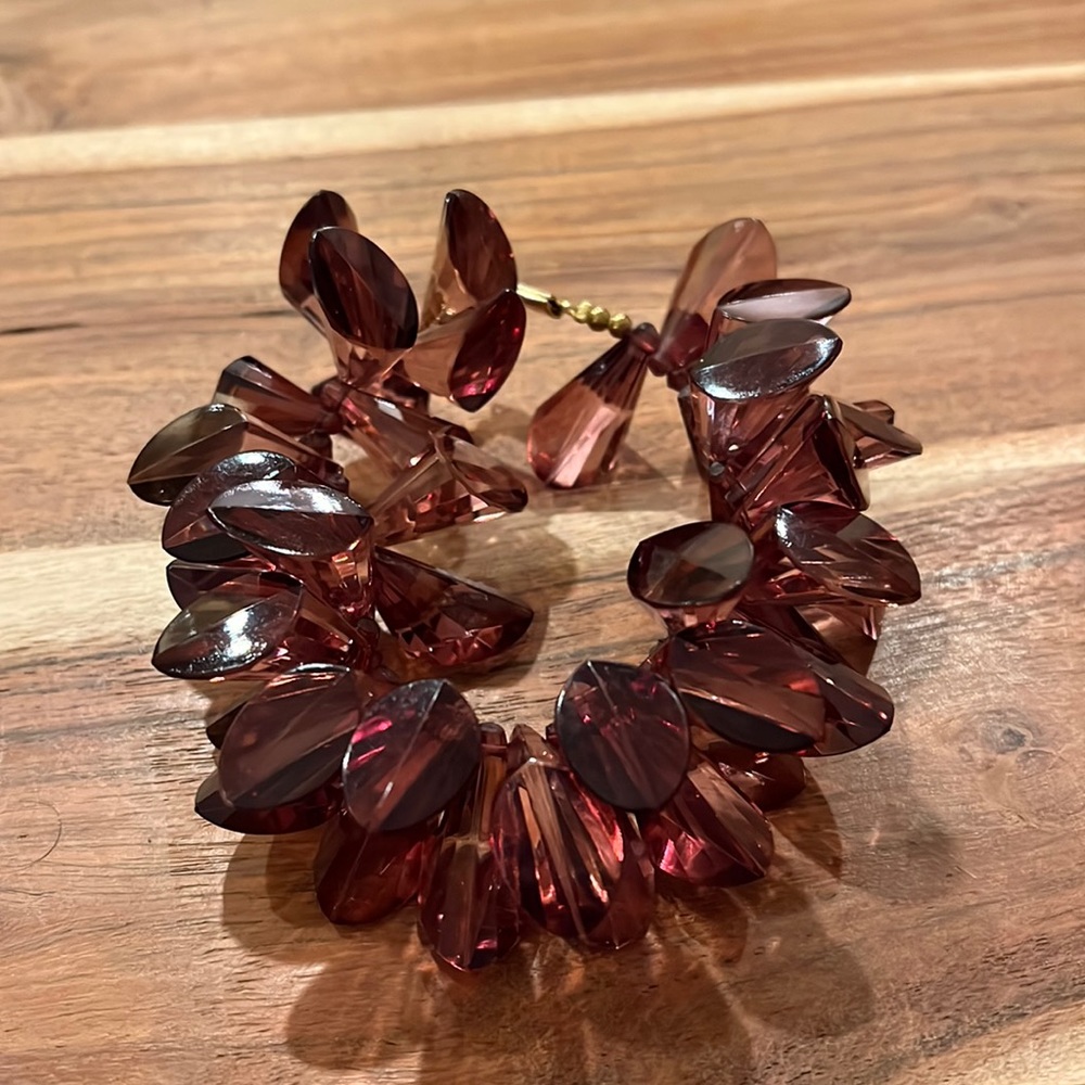 VINTAGE Reddish Purple Abstract Crystal Statement Bracelet